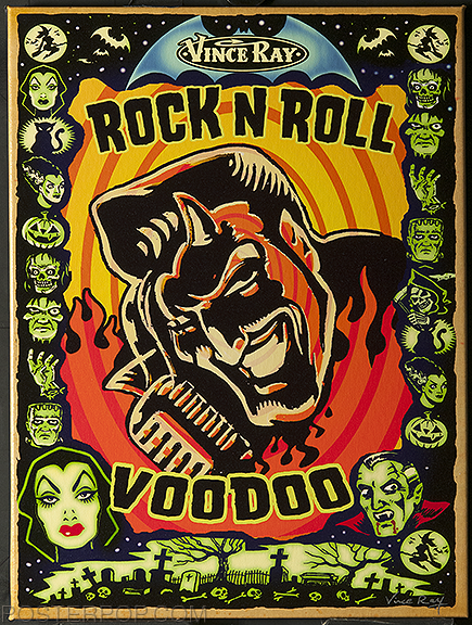 希少 激レア 50sヴィンテージ マジック通貨 ポスター ペーパーアート スカル Rock n Roll Devil Fine Art Canvas Print By Vince Ray — PosterPop.com